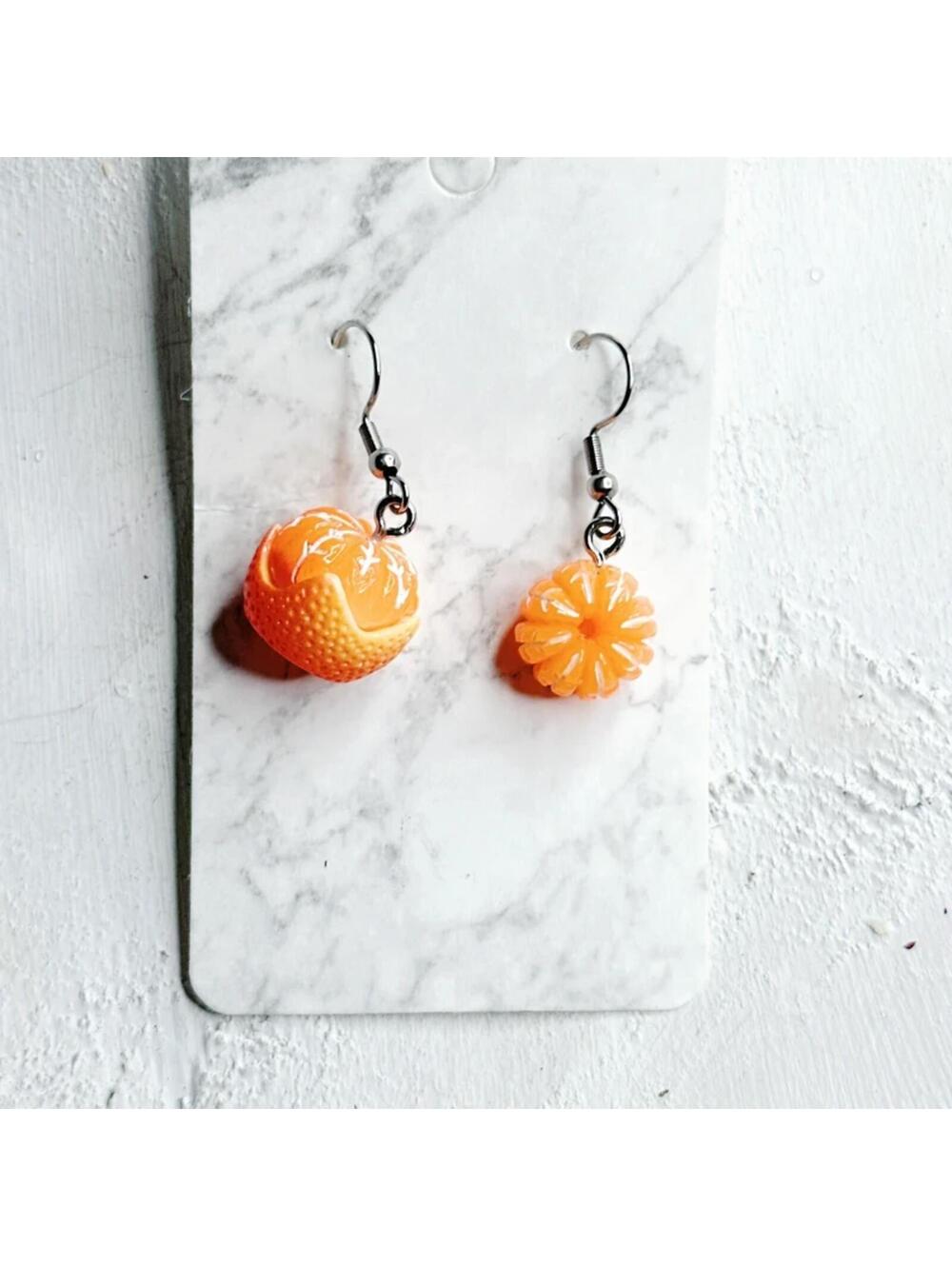 7563u. Summer Earrings Orange Citrus Fruit